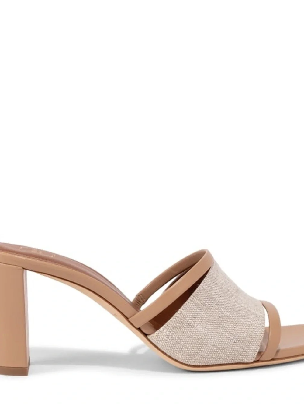 Malone Souliers Demi Linen & Tan Block Heel Mule Slide 42